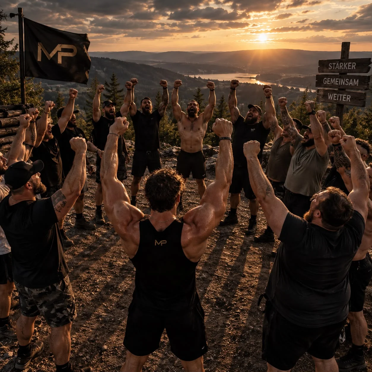 Gruppe in der Natur als Motiv für Begleitung